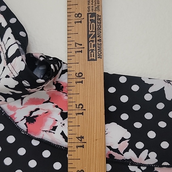 Sami & Jo Black w/ Polka Dots & Pink & White Floral Flowers Short Sleeve Dress S - Picture 6 of 11